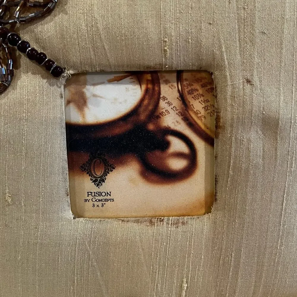 NEW Fusion Pier One Silk Dragonfly 3x3 Square Picture Frame Set Chocolate Gold